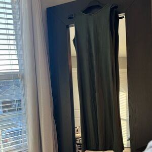 Francesca's Collections Ribbed Olive Dress